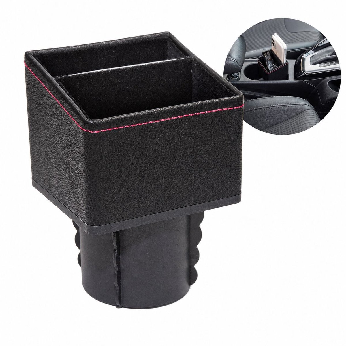 VHV - Auto Organizer 78 x 82 x 136 mm - Console Opbergvak met 2 Compartimenten - Voor Telefoon en Accessoires