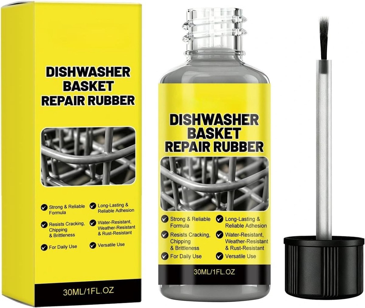Vaatwasmachinemand repareren met 30 ml roestreparatie vloeistof, grijs kunststof en rubber voor oxidatiebehandeling