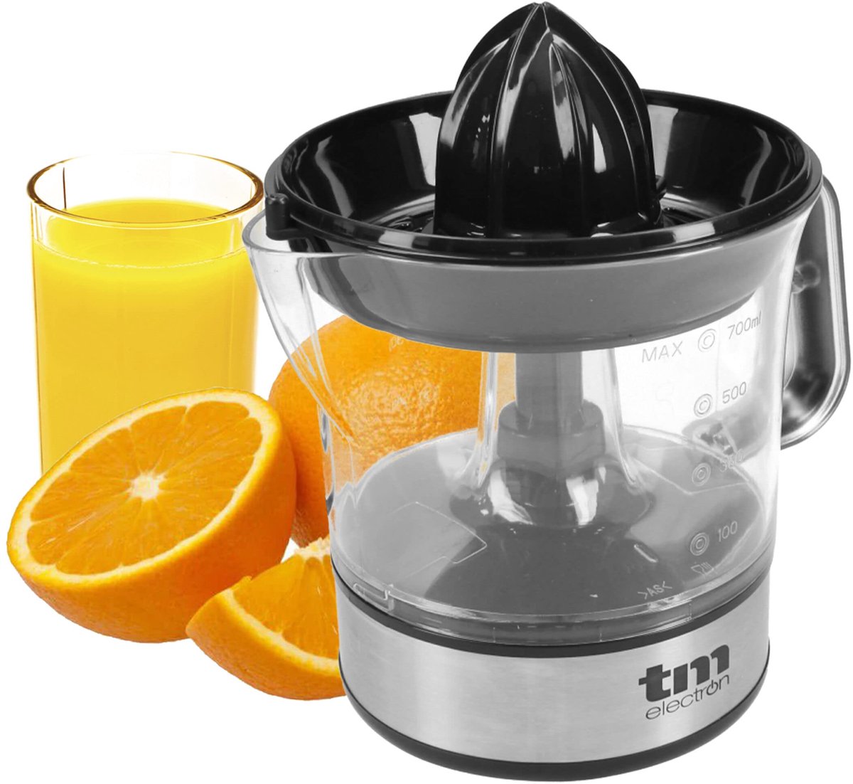 SnelShoppen - Elektrische Citruspers 700 ml met 2 Perskegels, Verstelbare Pulpophouder, Links-Rechtsdraaiend, Vaatwasmachinebestendig, 40 W - Ideaal v