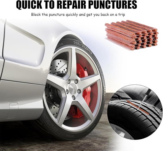 Reparatieset Autobanden - Bandenservice Kit - Snel Banden Herstellen - Zonder Lijm - 25 Stuks - Zwart — afbeelding 5
