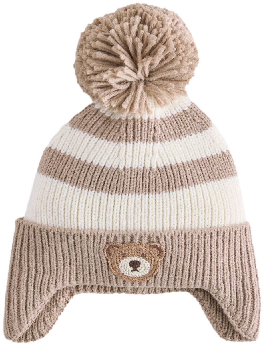 Next - Jongens - Beanie met beer en pompon - Bruin