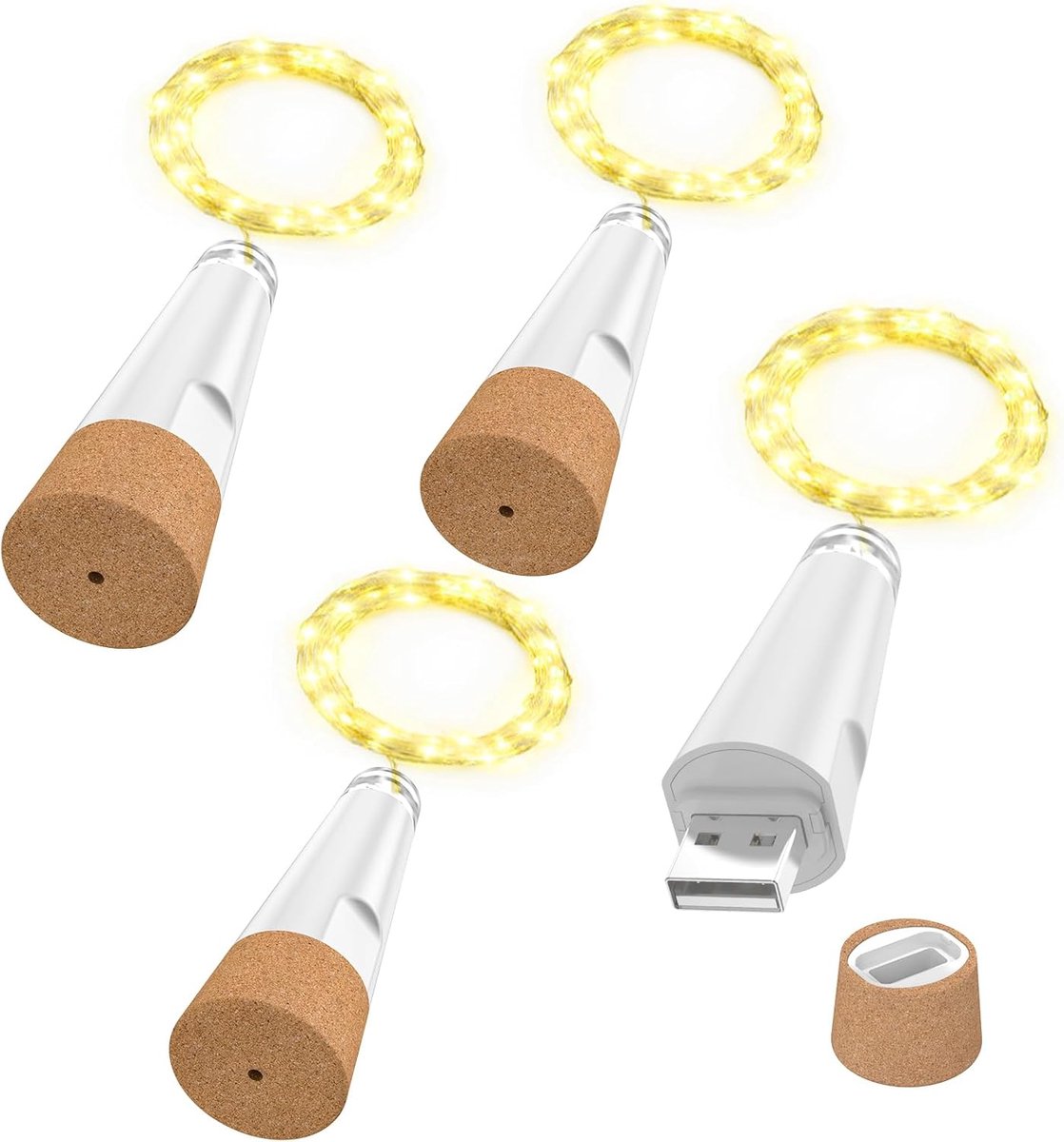 USB oplaadbare wijnfleslampen - LED sfeerverlichting - 2024 versie - 12-14 uur gebruik - ShopVlot