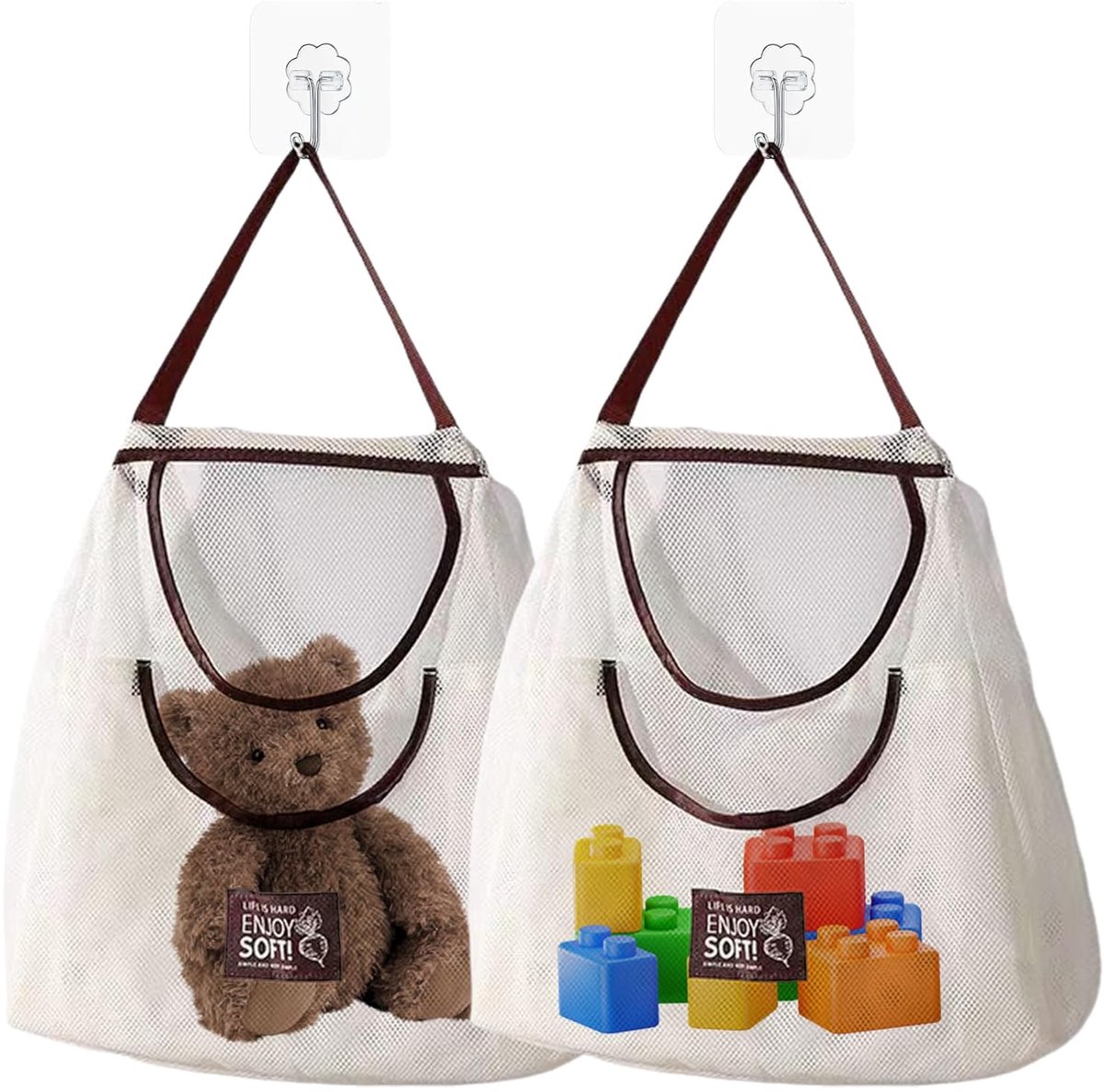 Bad speelgoedhouder 2 stuks - net organiser - nylon - houdt je badkamer opgeruimd - ShopVlot