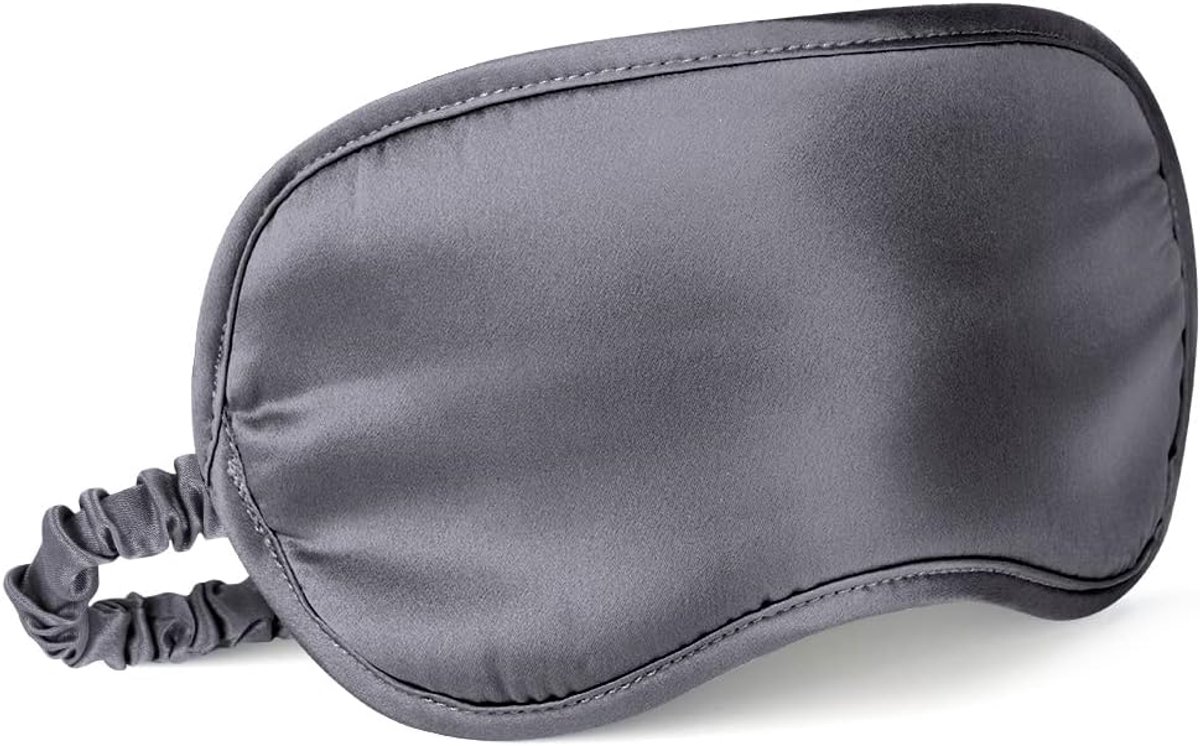 SnelShoppen - Luxe slaapmasker, zijden oogmasker voor op reis, 100% pure moerbeizijde, ademend, houtskoolgrijs, ideaal voor ontspanning en slapen