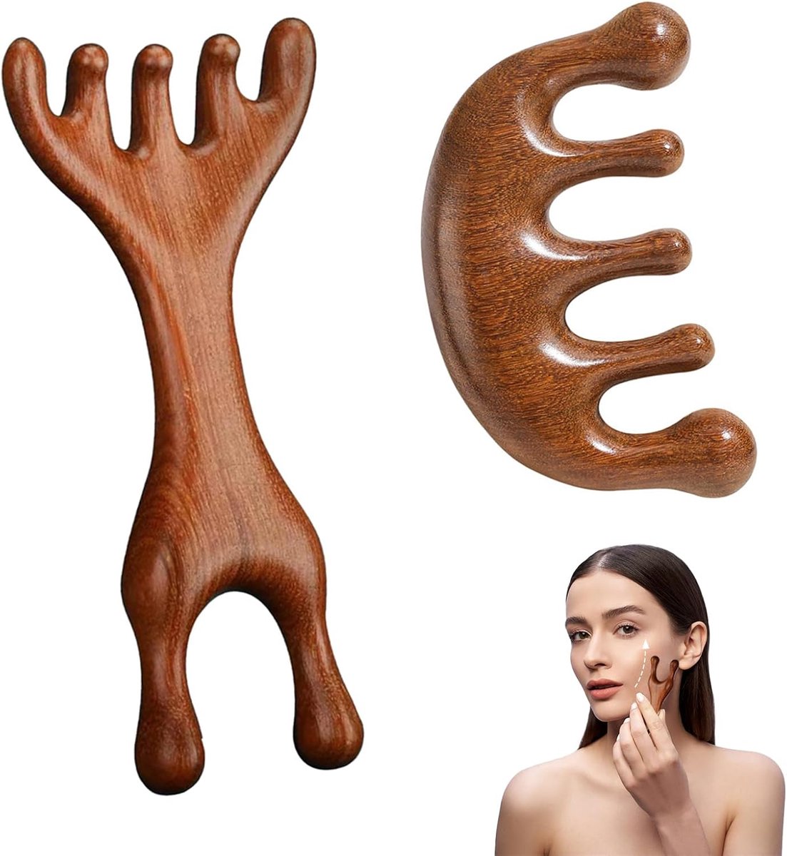 Wooden Scalp Massage Combs Set with 2 Different Styles Scalp Massager for Relaxation and Care of Skin and Hair Wooden - ShopVlot