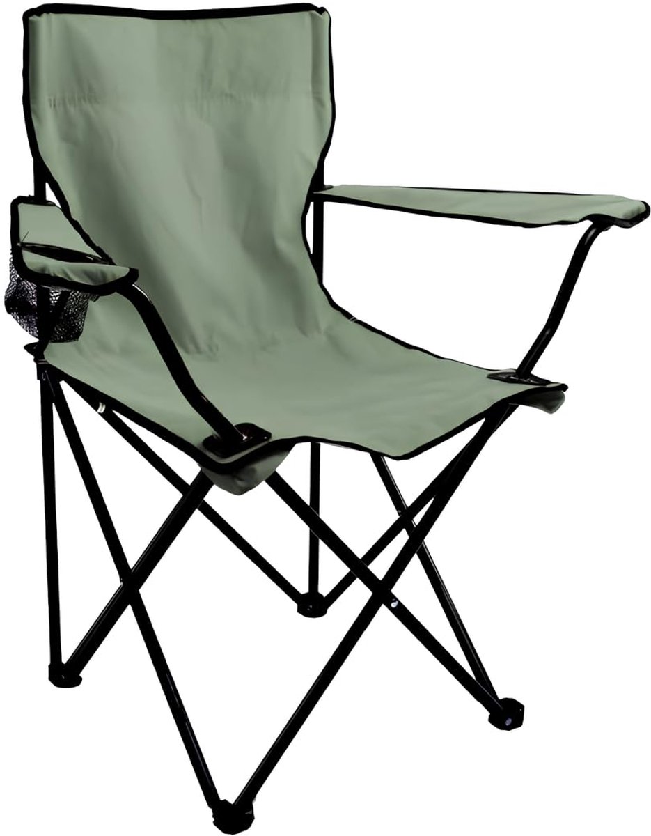 SnelShoppen - Opvouwbare Fauteuil Khaki 52x52x90 cm - Comfortabele Campingstoel, Tuinmeubel, Lichtgewicht en Ruimtebesparend, Perfect voor Feesten en