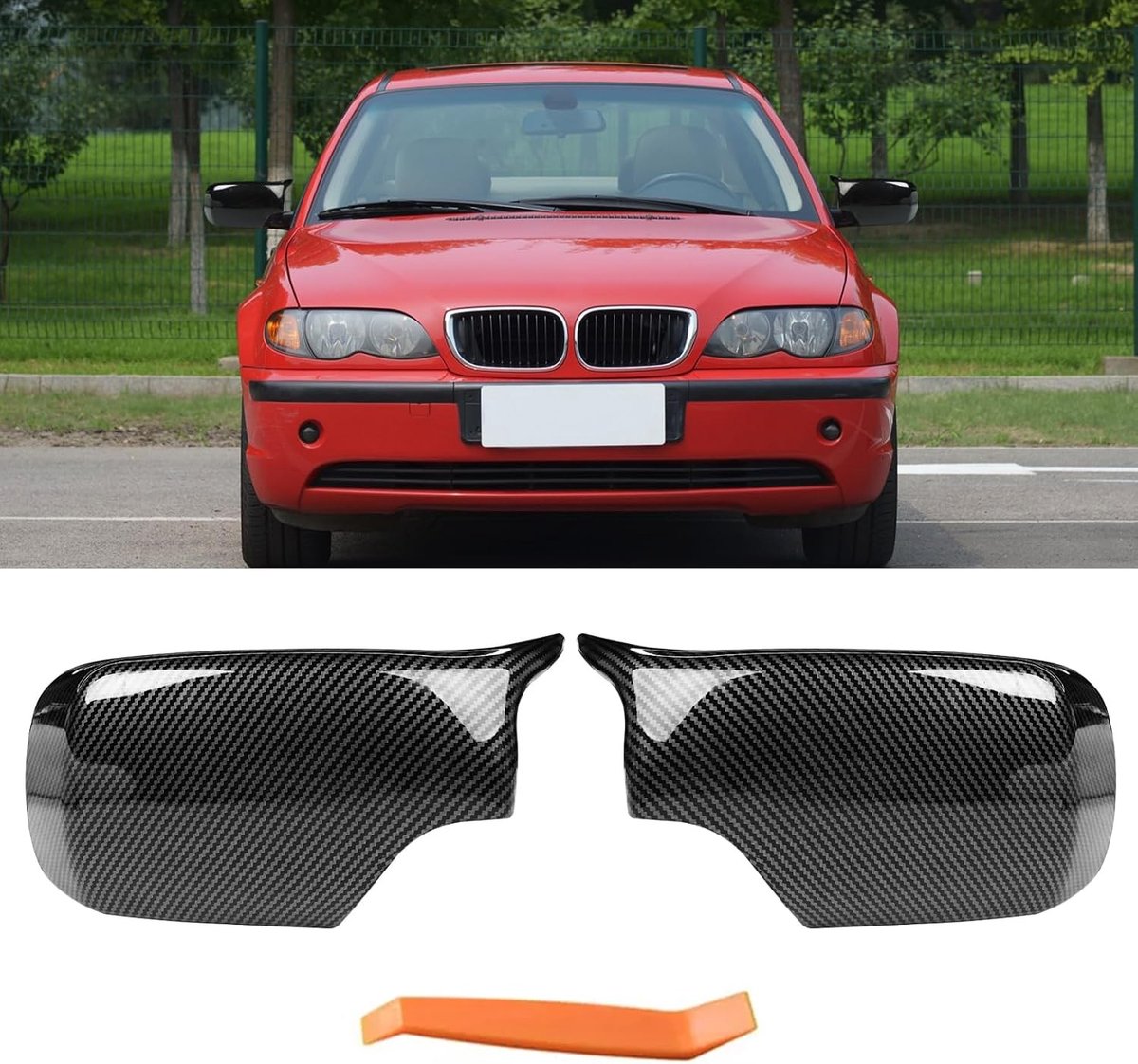 Compatibele Achteruitkijkspiegel Covers voor BMW E46 316i 318i 320d 323i 328i 330i (1998-2005) - Carbon Fiber Patroon, Links en Rechts, Side Mirror Behuizing