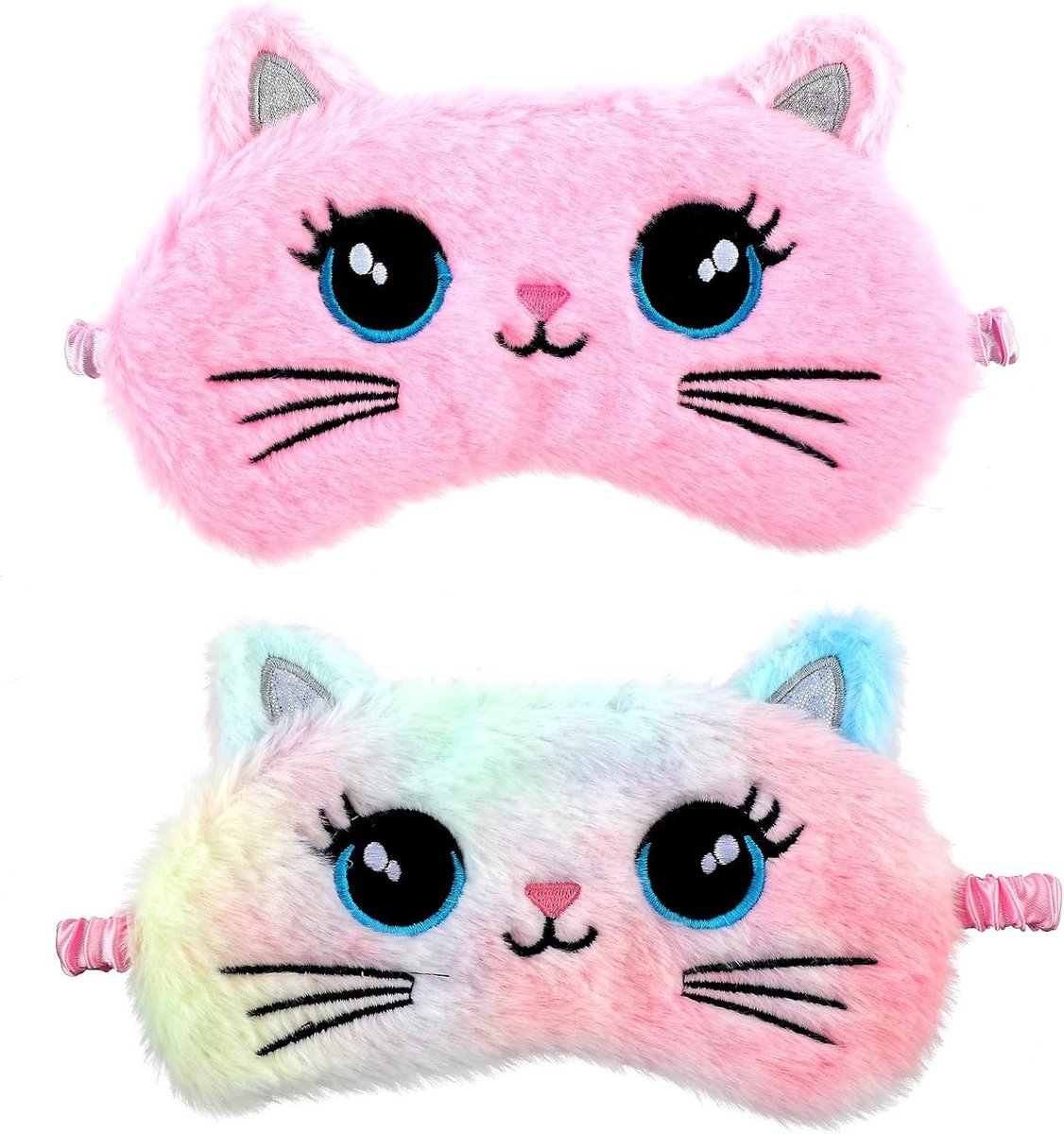 Slaapmasker voor kinderen, schattige pluche dieren, 3D cartoon oogmasker, ideaal voor reizen, dutjes en feestjes, zacht en comfortabel, meerkleurig design