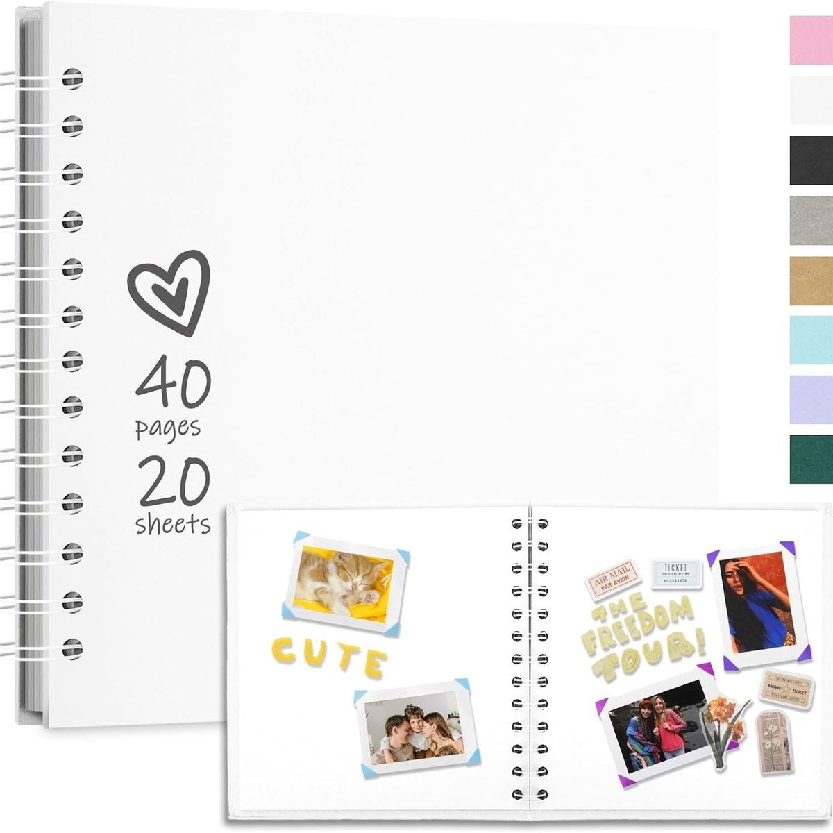 Fotoalbum - Fotoalbum insteekalbum - 7 inch - Spiraalalbum - Scrapbooking Boek - Fotoboek - Scrapbook - Plakalbum - Plakboek - Fotoalbum insteek - Fotoalbum klein - Fotoboek plakalbum - Baby Album - Fotoboek insteekalbum - DIY Scrapbook Album - Wit