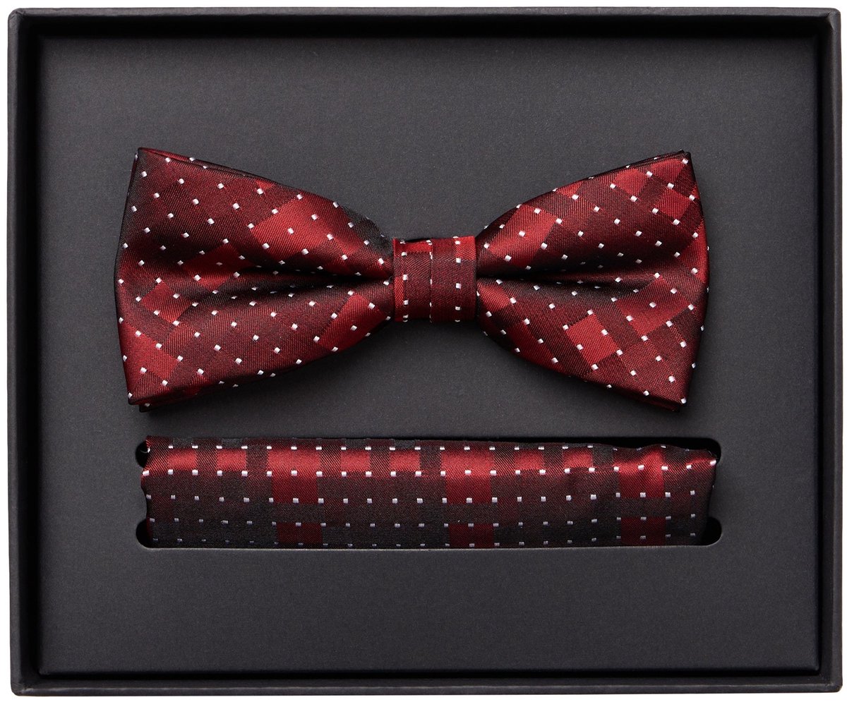 VENTI set met vlinderdas en pochet - bordeaux - zwart - wit dessin