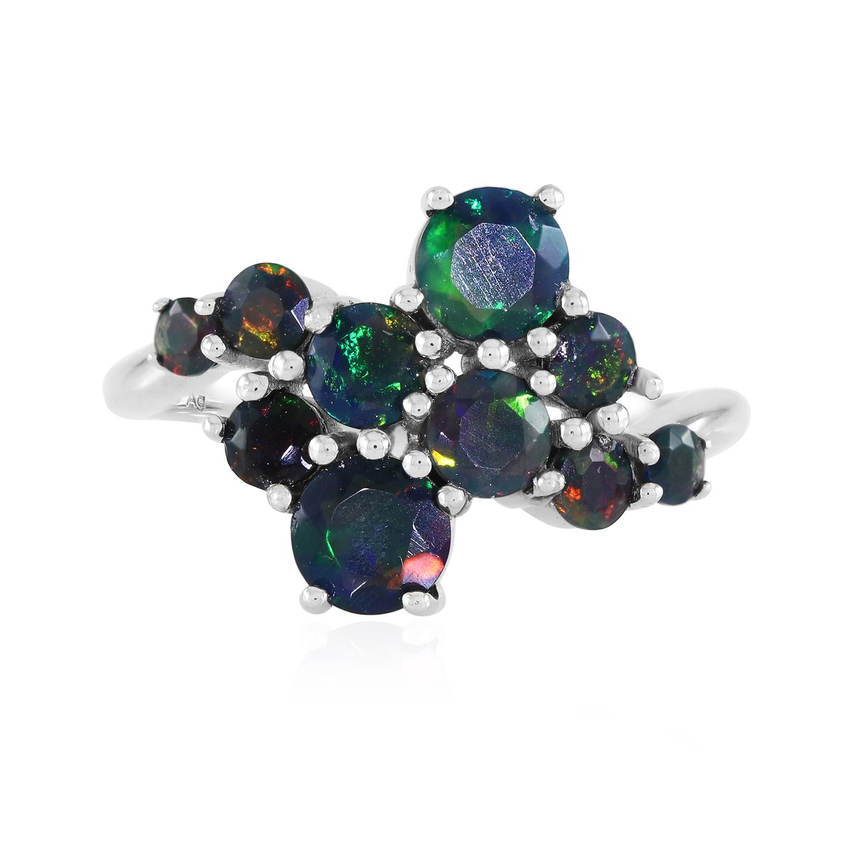 Cavill - Modern verstelbare zilveren ring - 925 Sterling Zilver met platina laag - Ethiopische Mezezo opaal 1,04 ct - Rond slijpsel