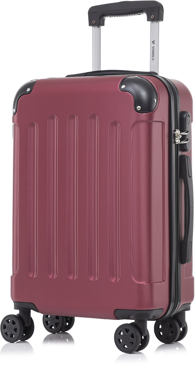 YONSLY Handbagage Koffer - 55cm - 40 L - Cijferslot- 360° Draaibare Wielen - Wijnrood