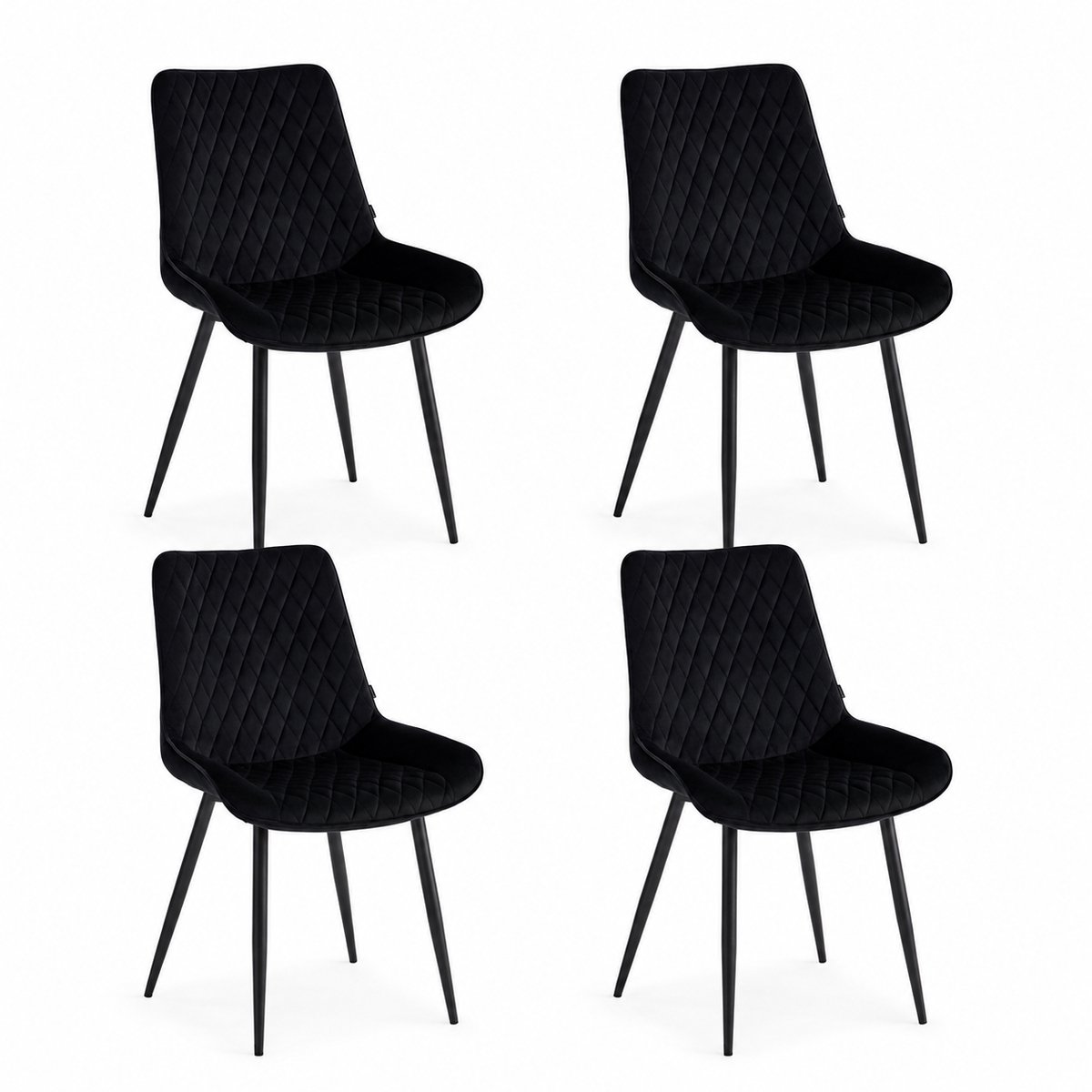 Colenis - Adama Eetkamerstoel - Set Van 4 - Zwart - Fluweel - Velvet - Industrieel