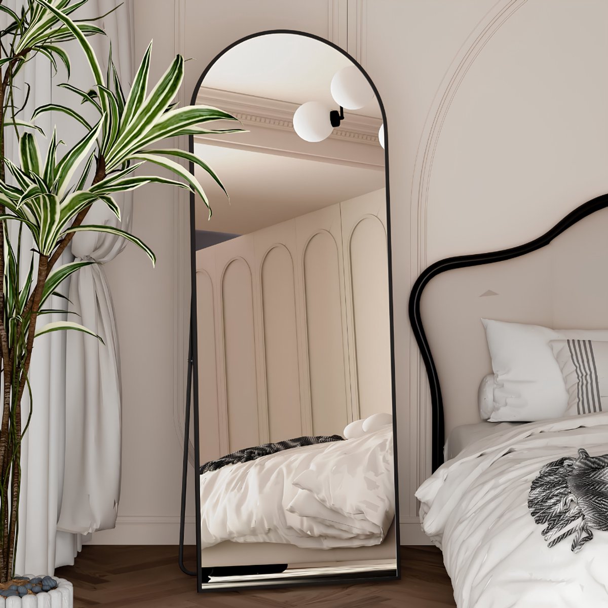 Lìon® Passpiegel Staand - Staande Spiegel - Passpiegels - Zwart - 162cm x 53cm x 2cm