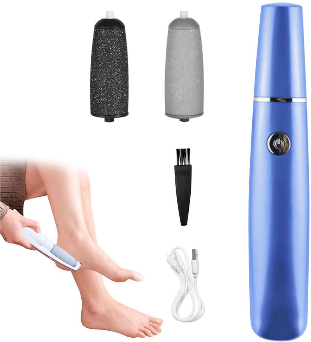 Elektrische Eeltverwijderaar met LED verlichting - grof en fijne korrel - voetvijl - Eeltrasp - USB Oplaadbaar - Draadloos - Likdoorn - Eksteroog - Eeltverwijderaars - Hygiënisch - pedicure eeltvijl - verwijdert eelt en harde huid - Blauw