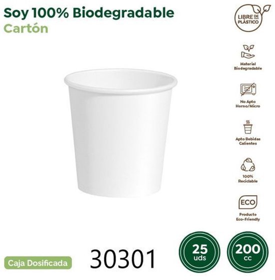 Lumors wit - Kartonnen bekers 200ml - voordeelpak (100 stuks) - koffie bekers - wegwerp papieren bekers - drank bekers - milieuvriendelijk — afbeelding 2
