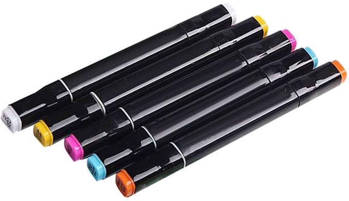 Dual Tip Art Markers Fine Point Markers Set met Draagtas voor Kleuren Schetsen Tekening in Architectuurkleding Landschap Grafische Ontwerpvelden (80pcs)