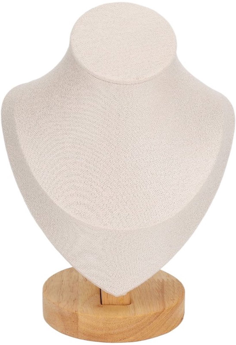 Kettingstandaard 6,9 inch - Flanellen Sieradenezel - Borststandaard - Torenstandaard - Mannequin Buste Display - Beige - Sieradenbuste