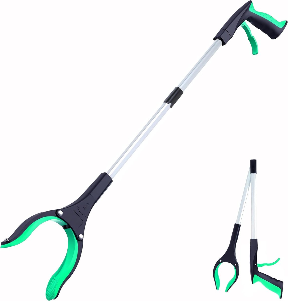 32 Inch Opvouwbare Grijpstok voor Senioren - Extra Lange Pakker voor Huishoudelijk Gebruik en Revalidatie - Stevig en Draagbaar Hulpmedium (Groen)