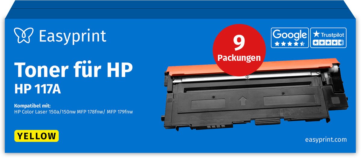 NIEUW: Easyprint Toner voor HP 117A geel, compatibel met HP ColorLaser 150, MFP-178, e.d., 9 stuks
