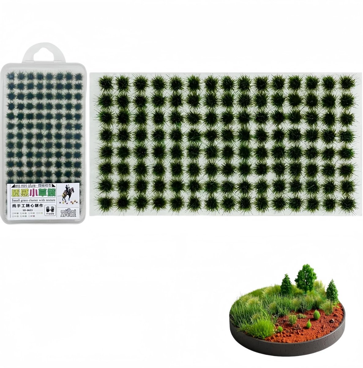 Solidchoice - Miniatuur Kunstgras Tuinset 104 Stuks voor Modelbouw