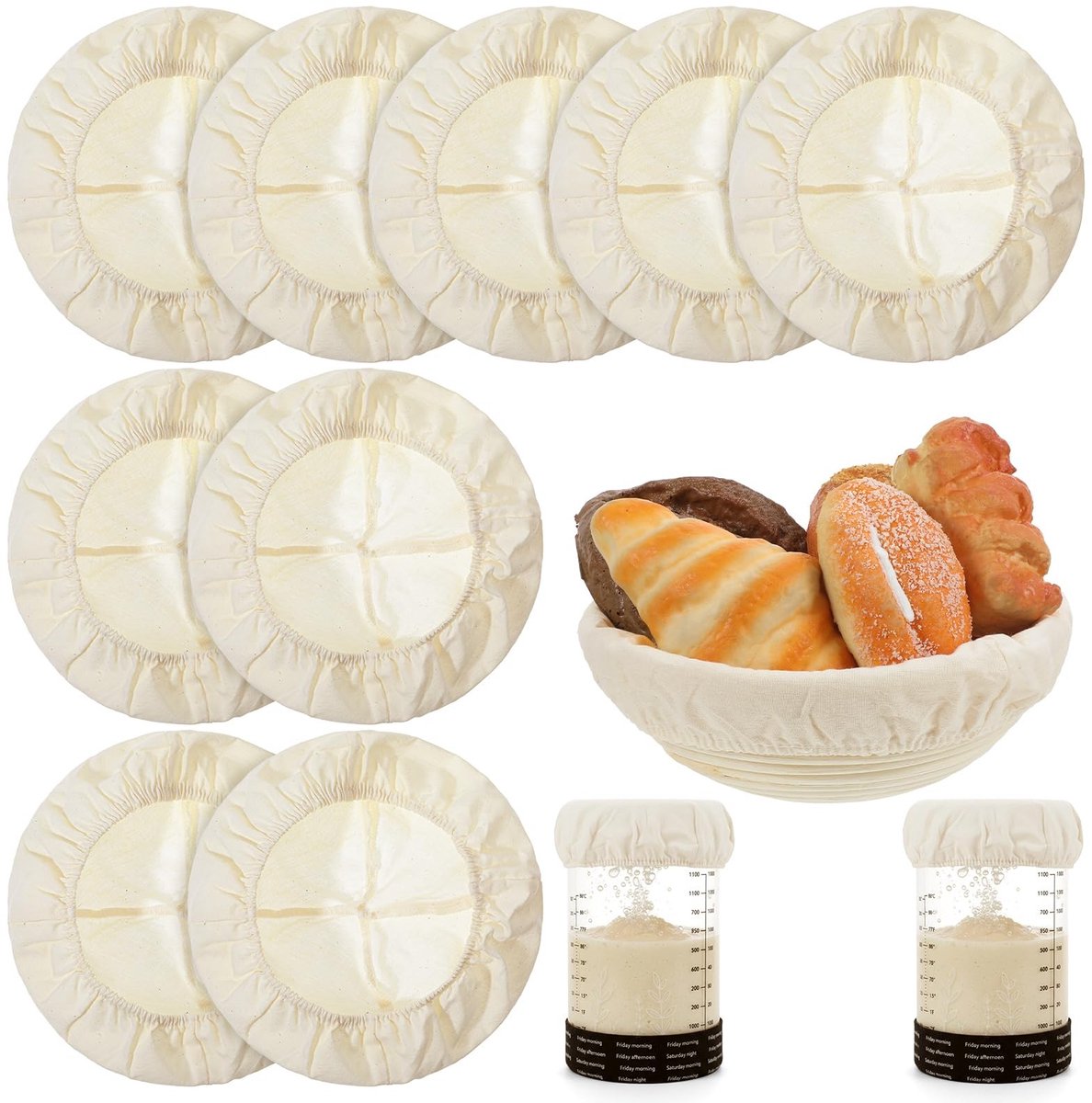 Solidchoice - Set van 8 Herbruikbare Linnen Doeken voor Bakkerijen