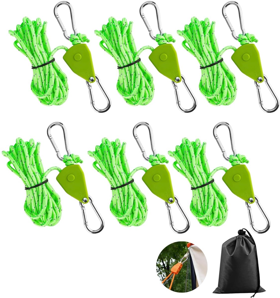 Solidchoice - Set van 6 Ratchet Tension Ropes met Kabelspanner