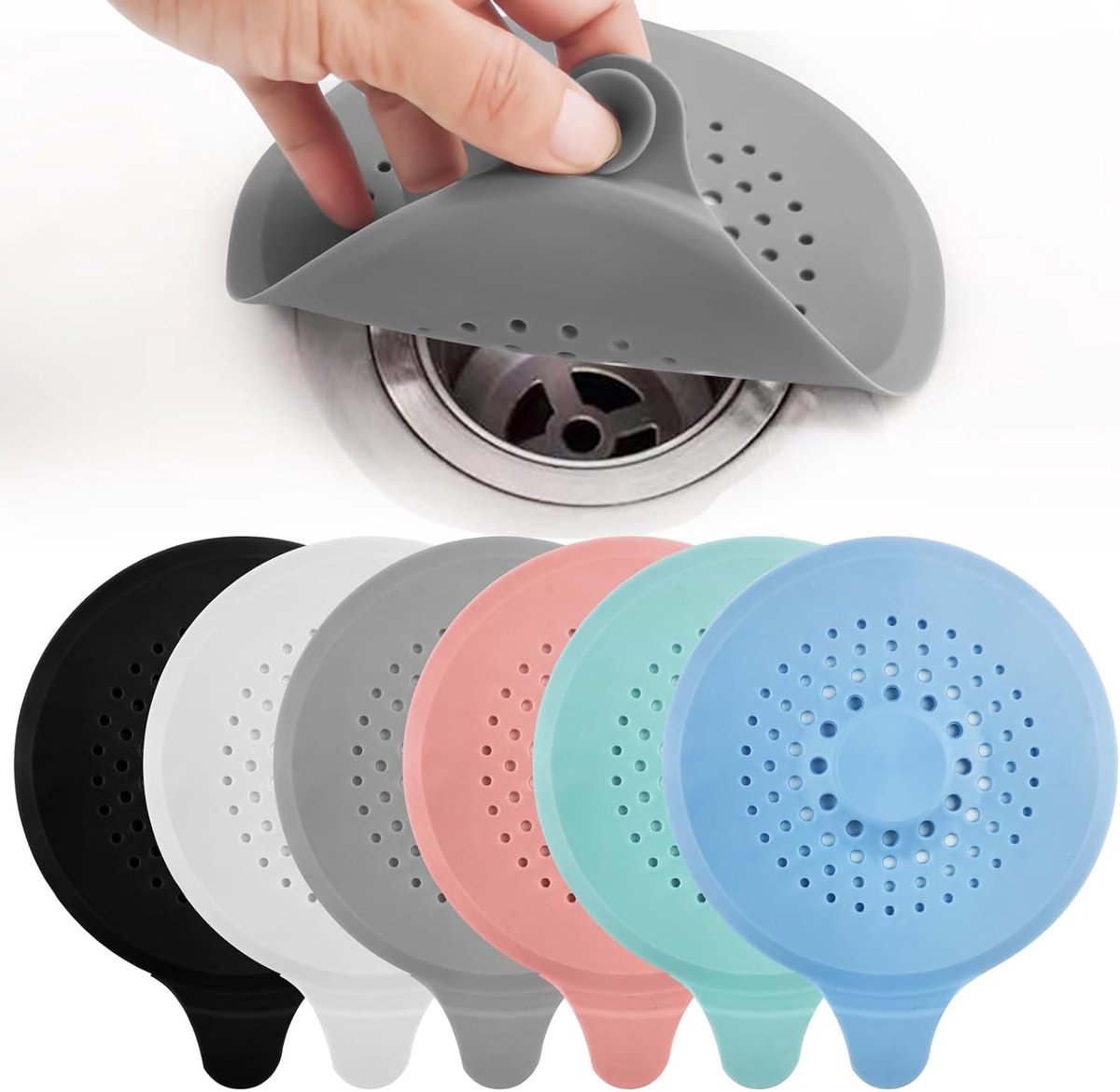 6 Stuks Siliconen Afvoerzeef - Makkelijk Schoon te Maken Hoge Capaciteit Haarvanger - Verstoppingspreventie voor Douche Bad en Keukengootsteen - 6 Kleuren