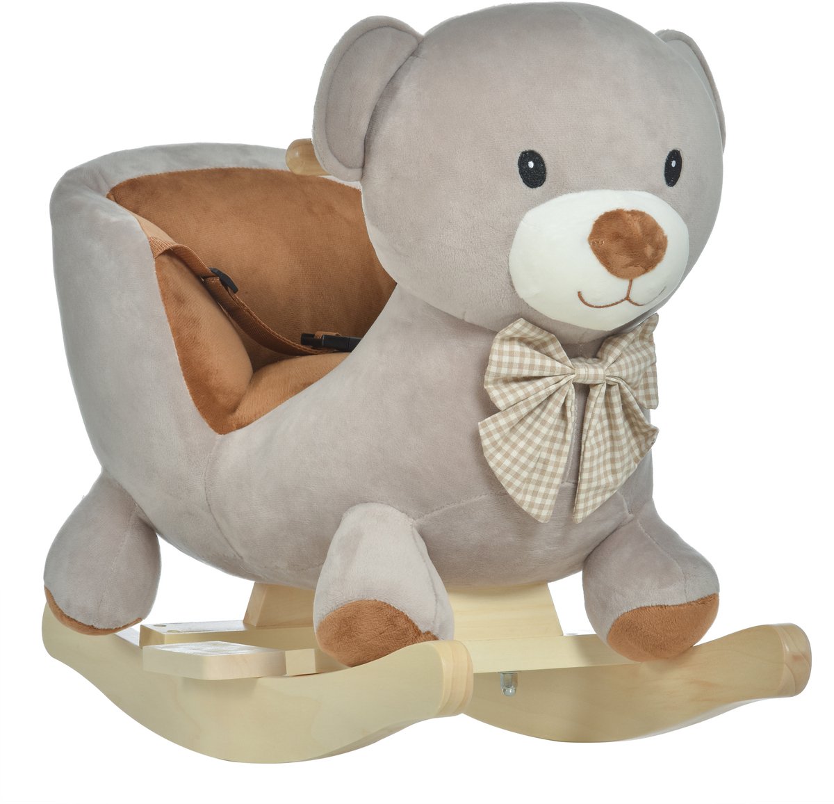 ECTEATOY® Schommelpaard - Hobbelpaard met Veiligheidsgordel en Geluid - Grijs - 60x33x50 cm