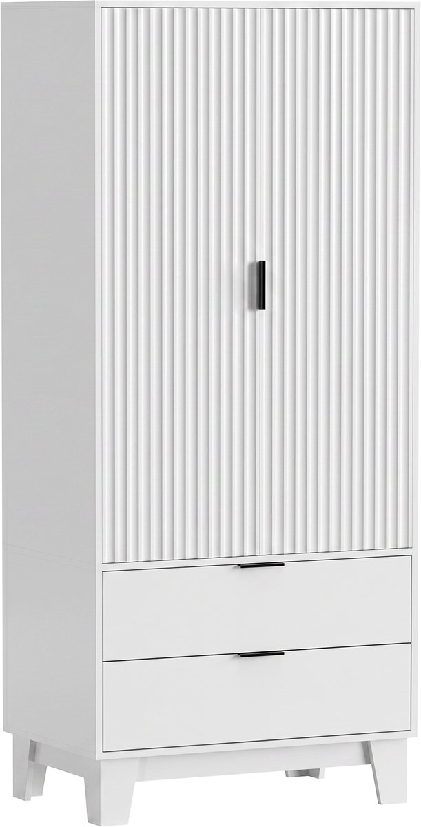 HOMCOM-Kledingkast-Spaanplaat-80 x 54 x 180 cm-Wit