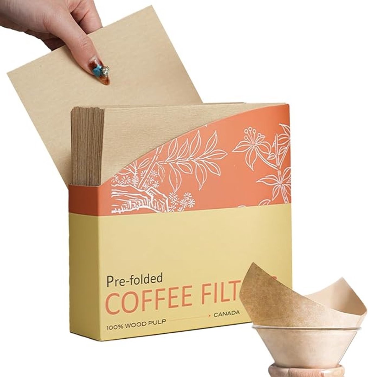 Koffiefilters voor Pour-over, 50 stuks, 5-13 kopjes, ongebleekt en composteerbaar