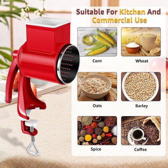 Handmatige Notenmolen en Pinda Grinder met RVS Crank, Verwijderbare Molenbladen voor Diverse Ingrediënten zoals Noten, Zaden en Specerijen — afbeelding 5