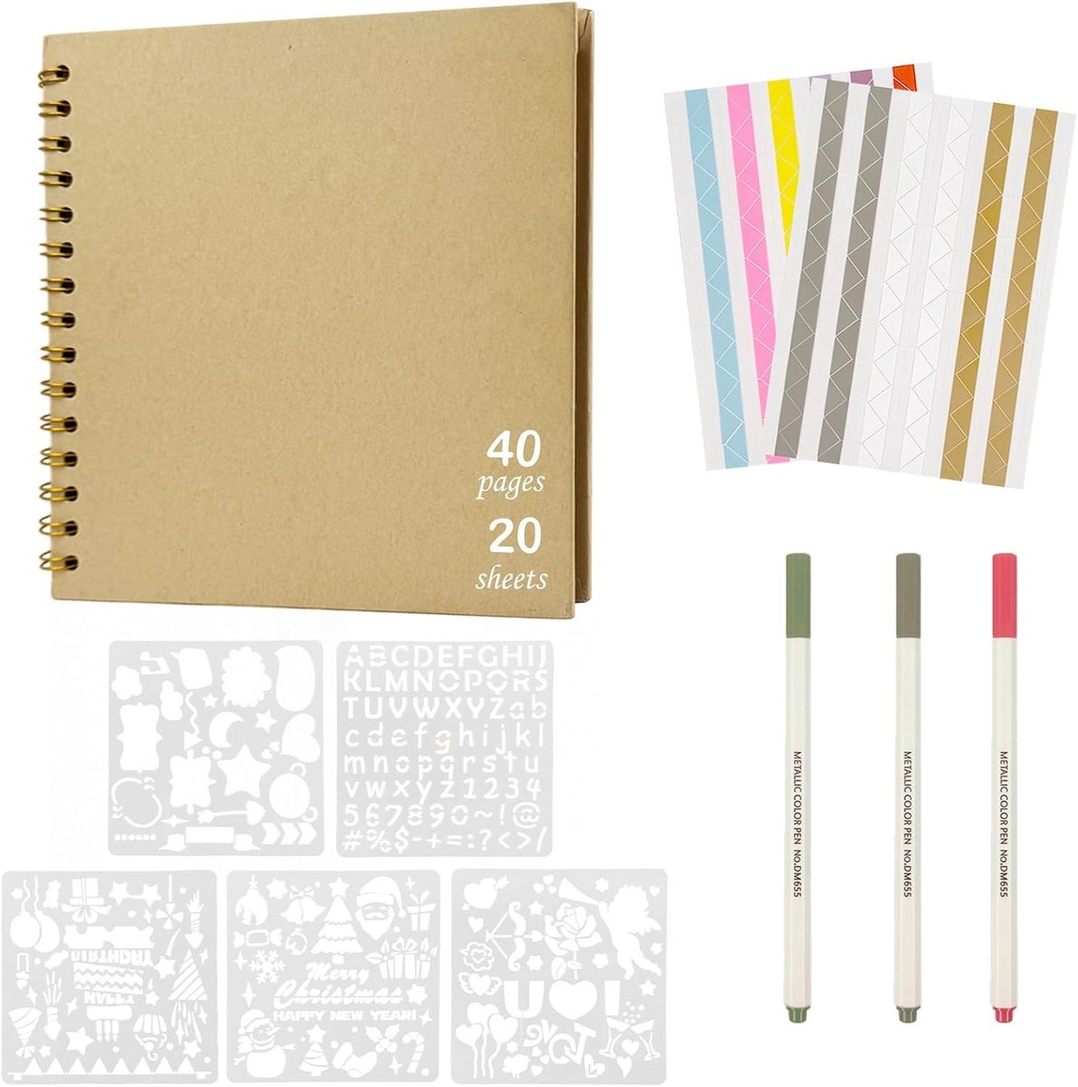 Fotoalbum 20 pagina's 21,5 x 21,5 cm - DIY scrapbook set voor verjaardagen, jubilea en cadeau-ideeën