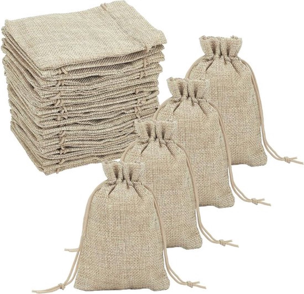 Jute verpakking zakjes - 100 stuks - bruin - voor bruiloft en huisdecoratie