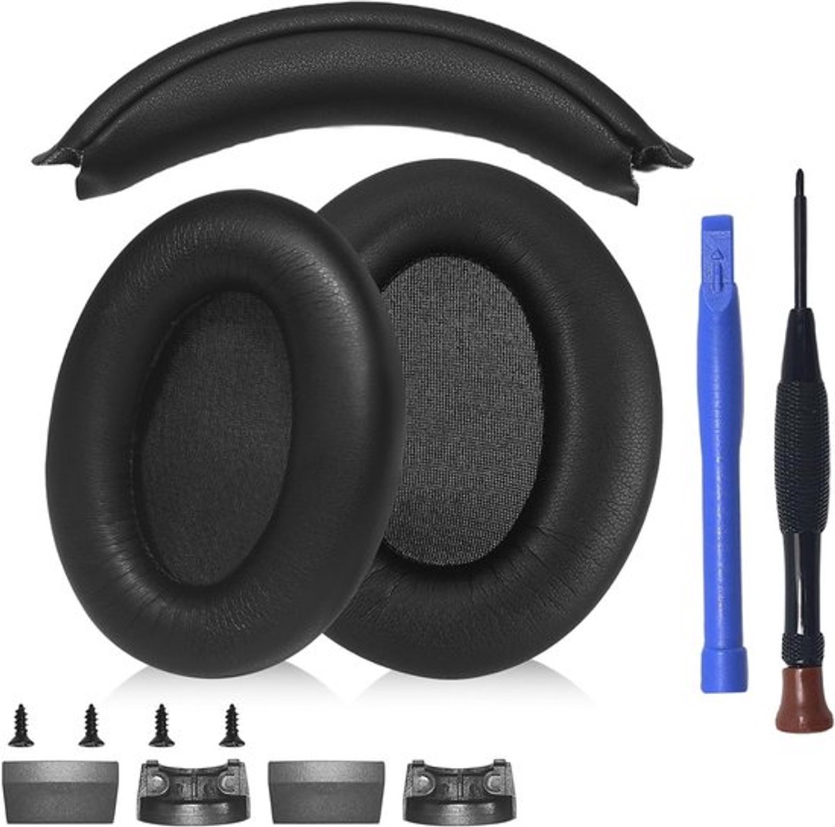Vervangingskit voor WH-1000XM3 Oorkussens en Hoofdband | Over-Ear Hoofdtelefoon Onderdeel voor Reparatie en Herstel (Zwart)