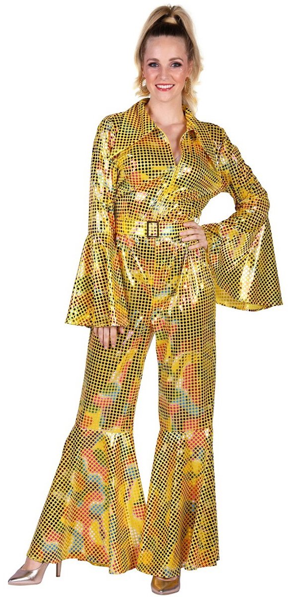 Thetru B.V. - Luxe gele disco jumpsuit voor dames - Large