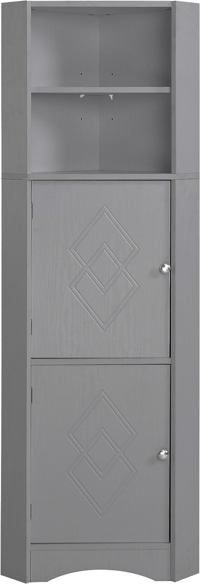 Badkamerkast - Hoekkast - Opbergkast-Meubel – Waterbestendig – Stabiel – Modern - Verstelbaar - Badkamer - 36,5x36,5x155cm- 1 Stuk-Lichtgrijs