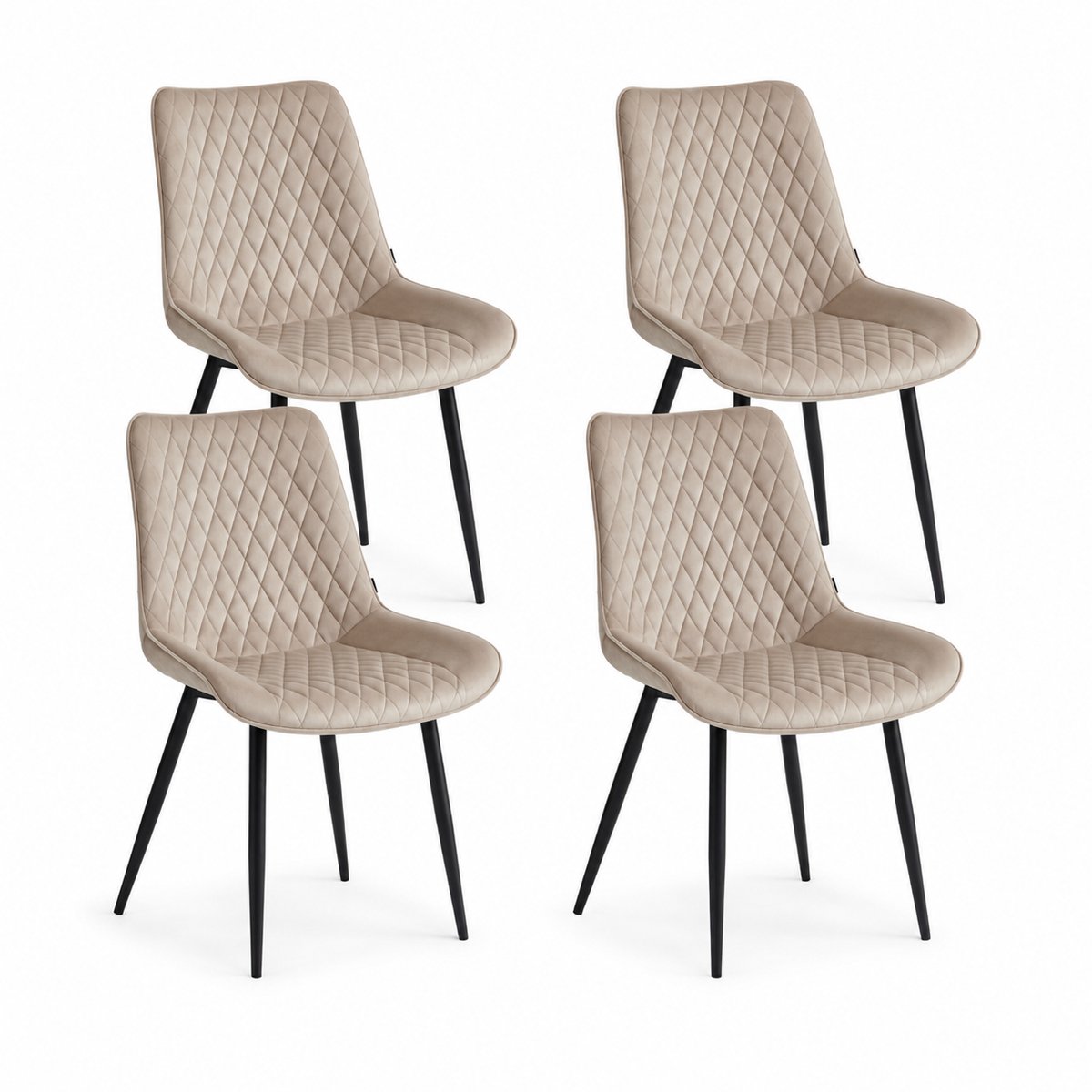 Colenis - Adama Eetkamerstoel - Set Van 4 - Beige - Fluweel - Velvet - Industrieel