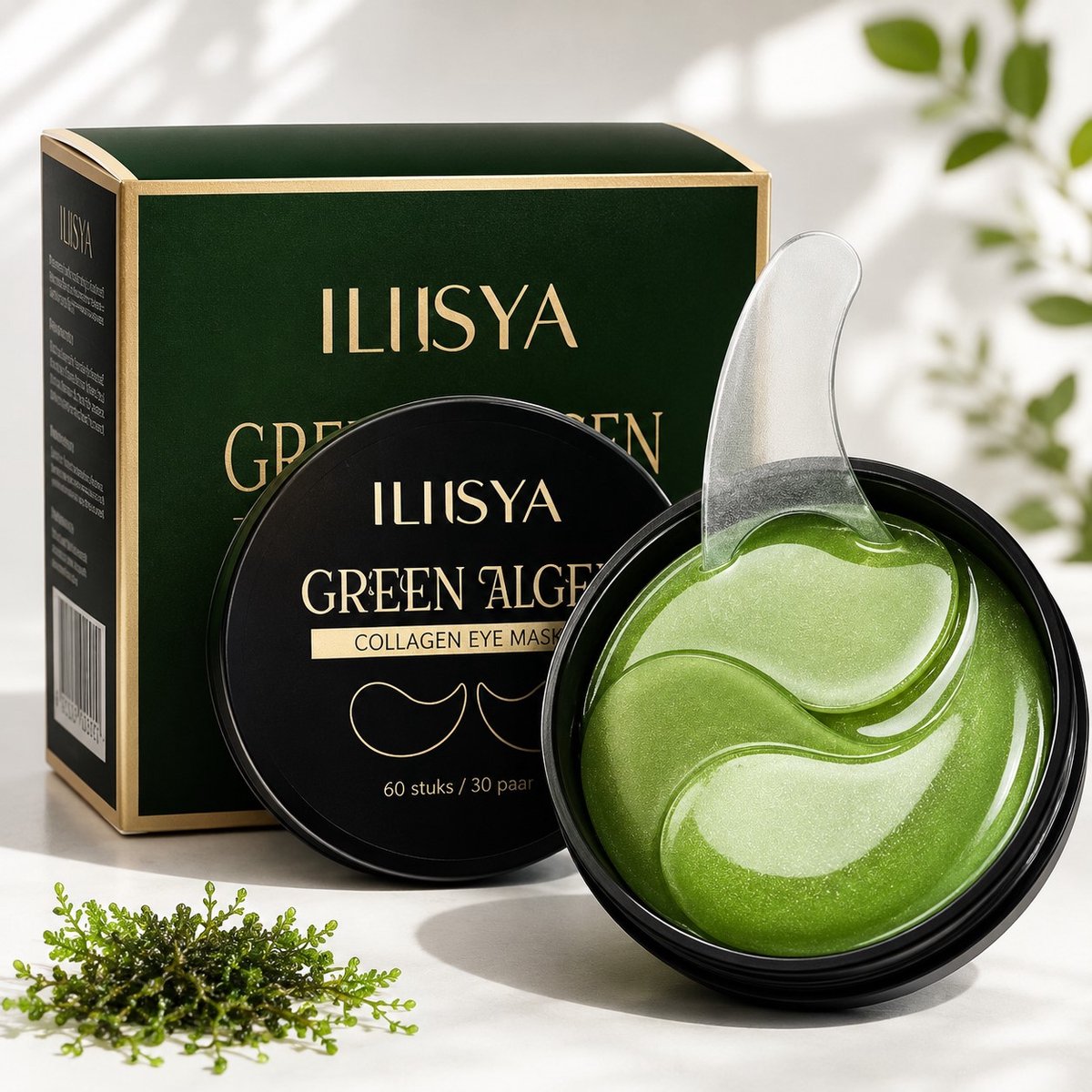 ILISYA Green Algen Collagen Eye Patches – 60 stuks / 30 paar – Hydrogel Oogmaskers met Zeewier & Collageen – Hydraterende Oogverzorging