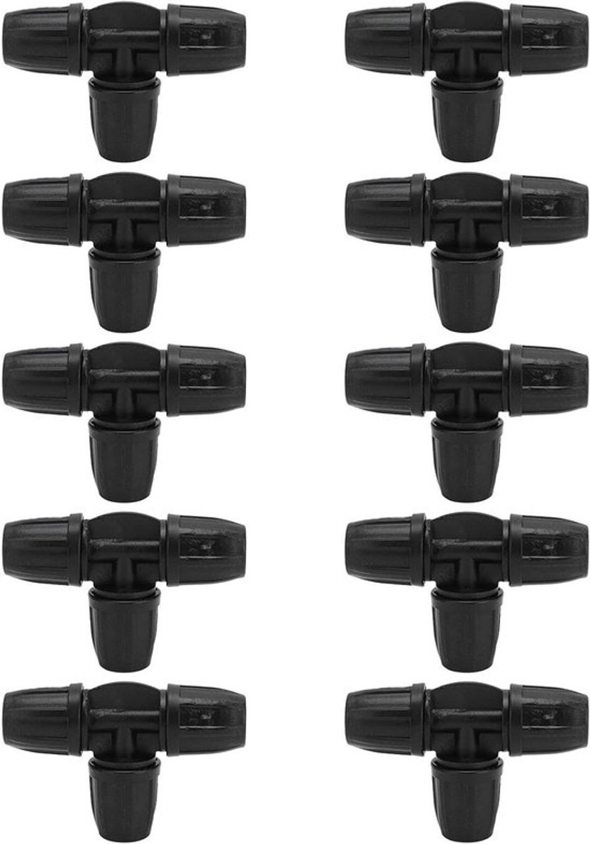 Prikkeldraad T-stuk - 10 stuks 8/11 Prikkeldraad T-stuk met sluitverbinding voor tuin druppelirrigatie, tuinaccessoires en slangverbindingen