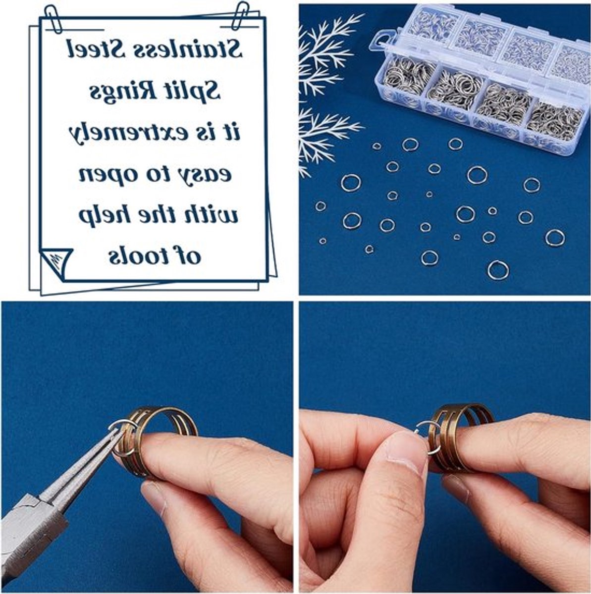 2280 Stuks Open Bend Ringen in 8 Maten van 304 RVS voor Sieraden - Verbindingringen, Jump Rings voor Oorbellen, Kettingen en Armbanden