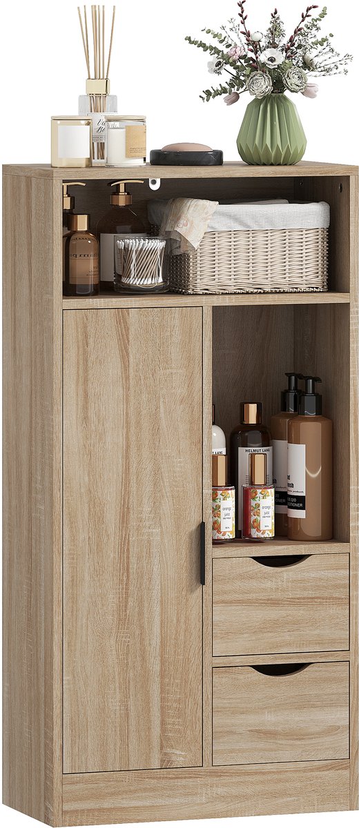 HOMCOM Badkamerkast - Spaanplaat - 50x25x100 cm - Natuurlijk hout