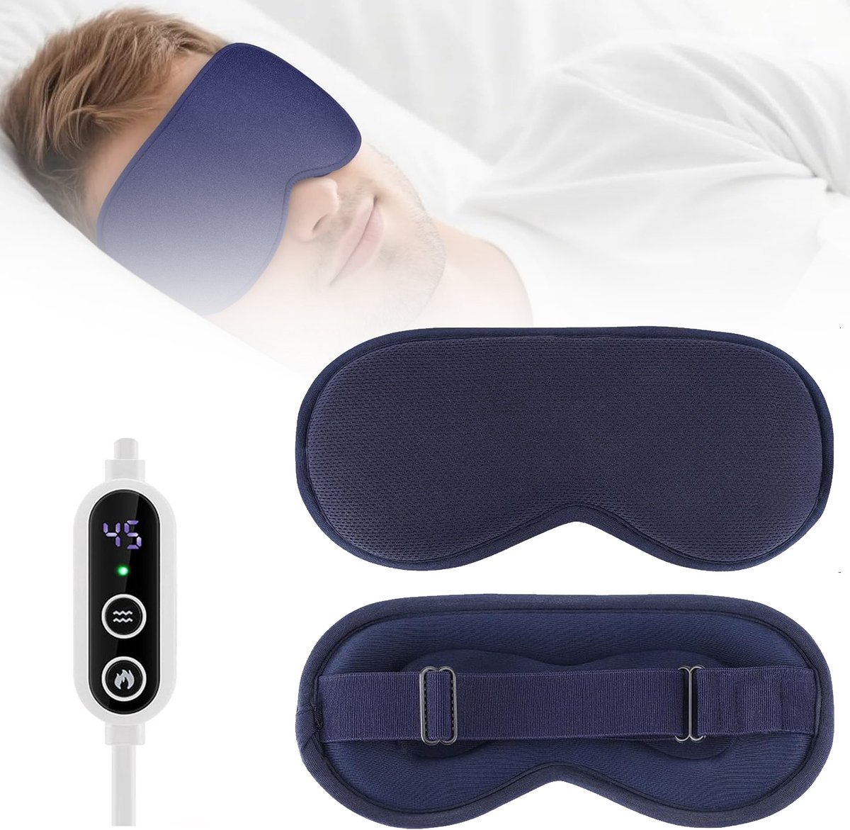 USB-Verwarmd Oogmasker - Elektrisch Verwarmd Slaapmasker Met 3 Temperatuurstanden - Warmte Oogcompressor