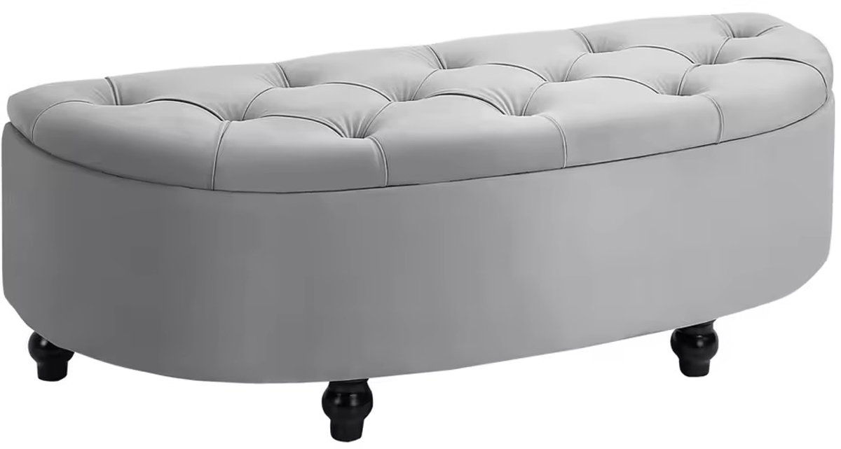 HHHK - Opbergbank - Opbergkist - Grijs - 46x120x42cm - Hocker - Slaapkamerbank - Bedbankje - Voeteneindbankje - Bedbank - Poef