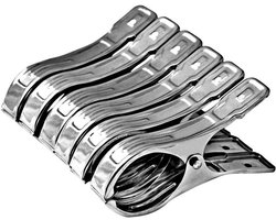 6 Stuks Rvs Wasknijpers 12cm - Stevige Clips voor Strandhanddoeken Badlakens Beddengoed en Dikke Kleding - Roestvrijstalen Klemmen voor Wasgoed en Tapijten