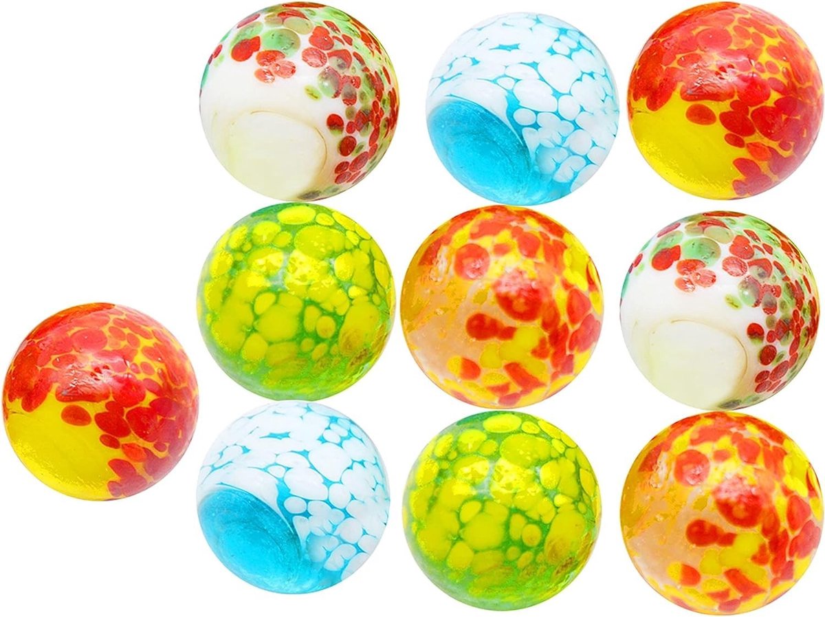 Solidchoice - Set van 10 Handgemaakte Dotted Glazen Marbles