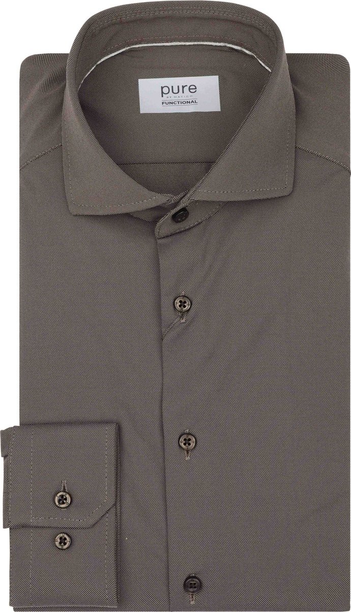 Pure The Functional Shirt Bruin - Maat 43 - Heren - Overhemden Formeel