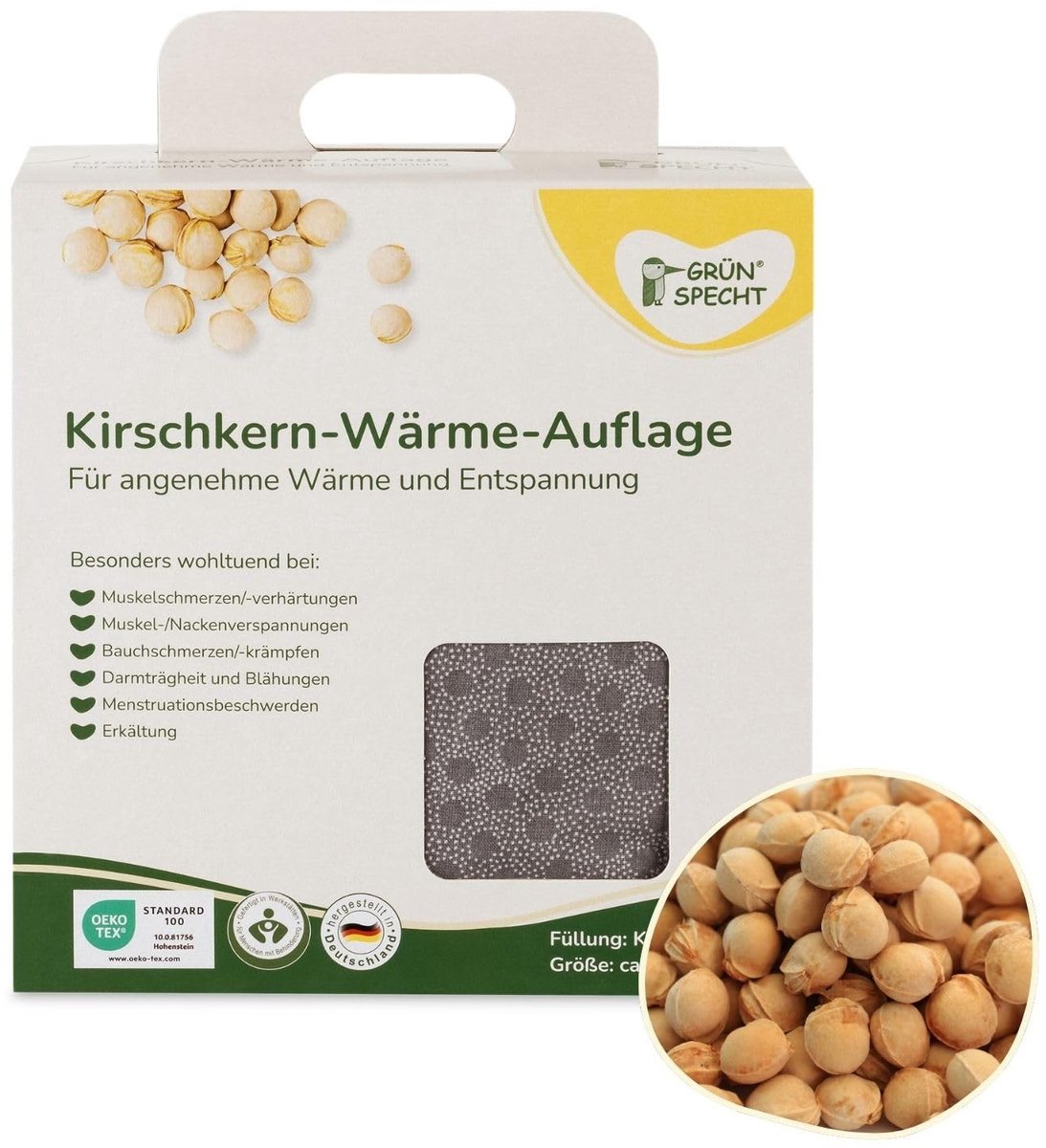 Solidchoice - Kersenpitkussen voor Nek, Buik en Rug met 100% Katoenen Hoes