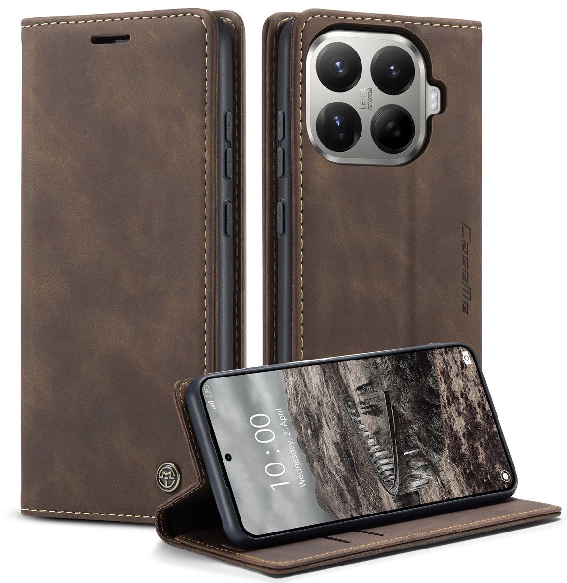 CaseMe Hoesje - Geschikt voor Xiaomi 17T Pro Hoesje - CaseMe 013 Book Case - Donkerbruin