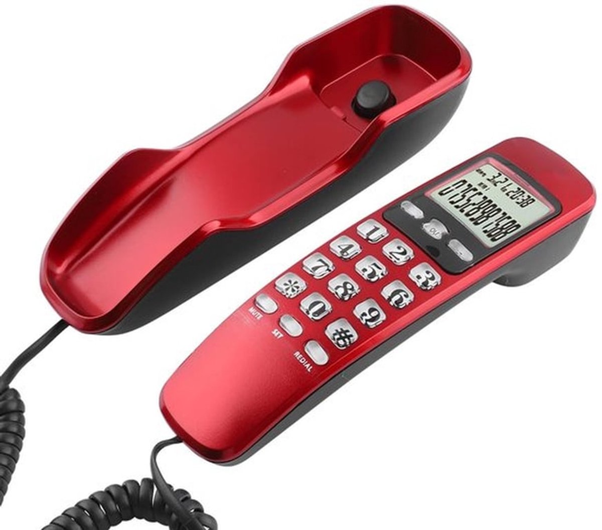 Wandtelefoon met LCD-scherm - Dubbel nummerherkenningssysteem - Inkomende geheugen - Multifunctionele telefoon - Terugbelfunctie - Voor thuiskantoor/hotel - Vaste Telefoon